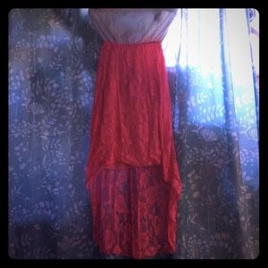 High low strapless dress